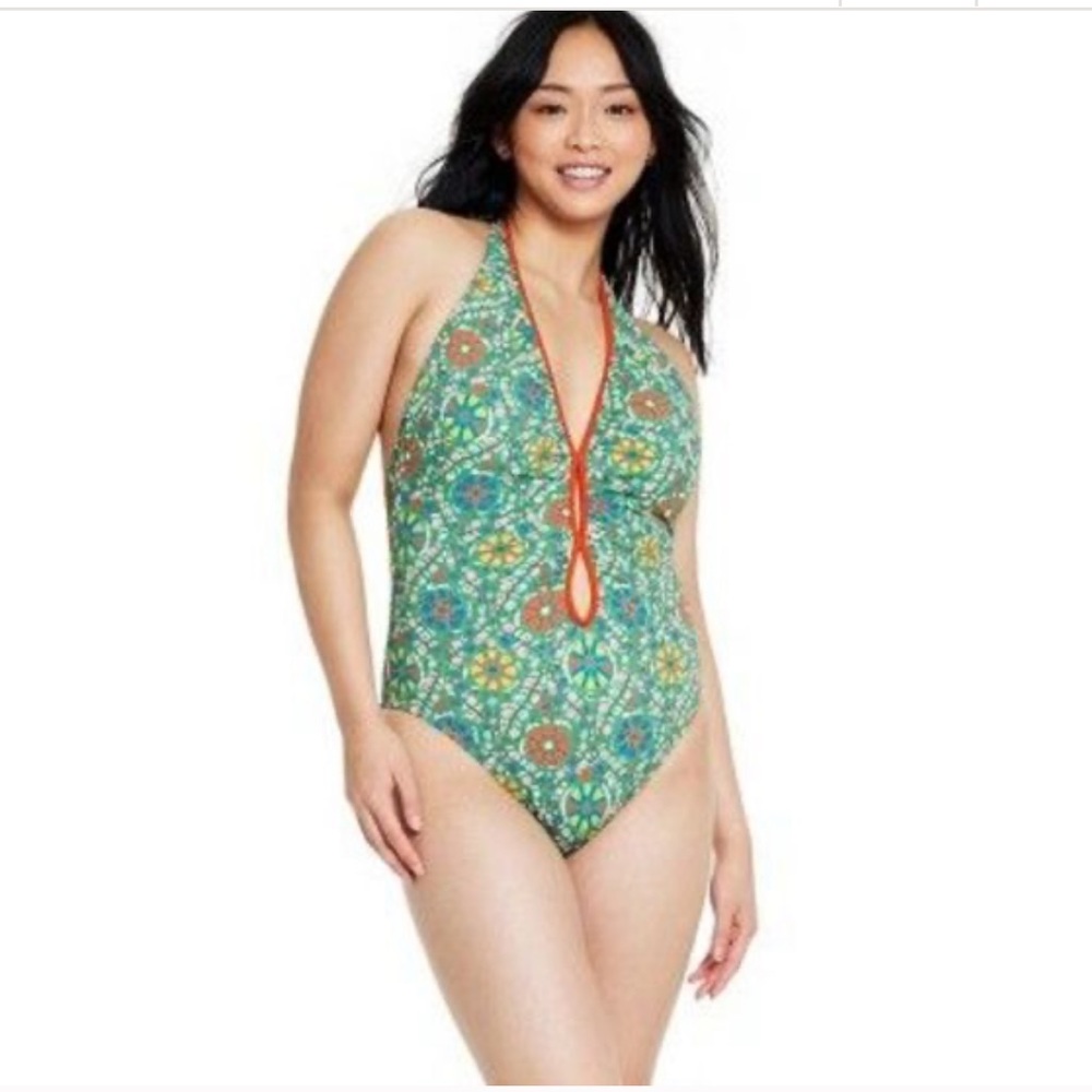 Rhode Skin Green Floral One Piece Swimsuit